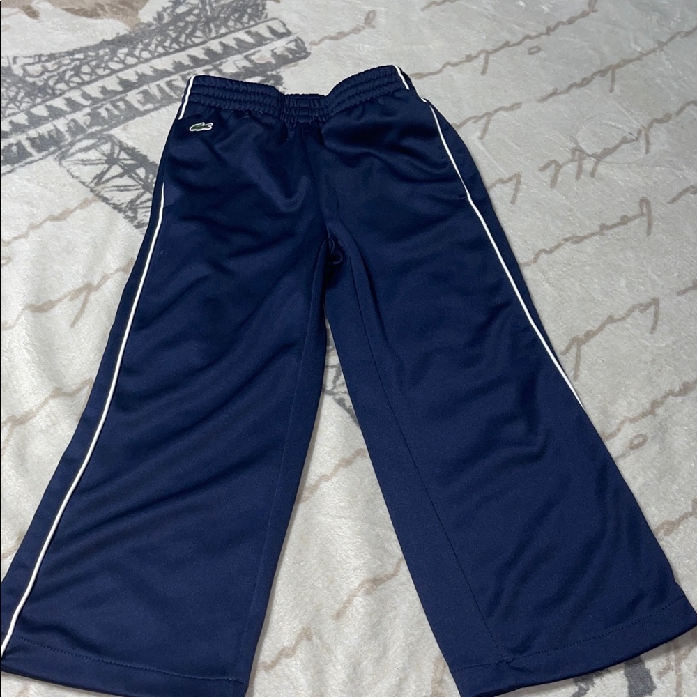 Lacoste Kids Navy Joggers with White Stripes